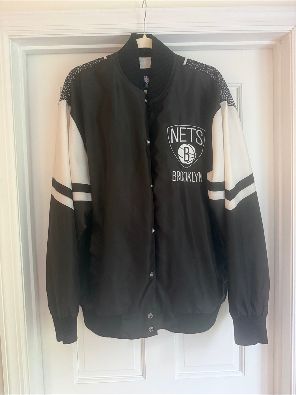 NBA Brooklyn Nets Black and White Bomber Jacket